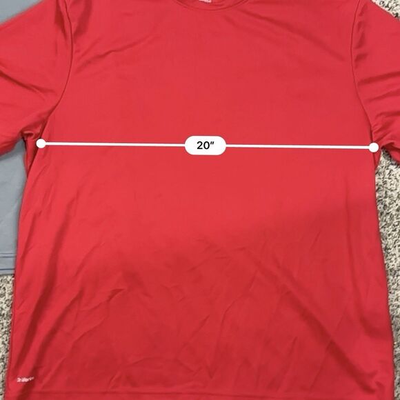 Athletic Works DriWorks Knit Shirt Mens Sz L /XL Gray Red Short Sleeve Crew Neck - Picture 13 of 15